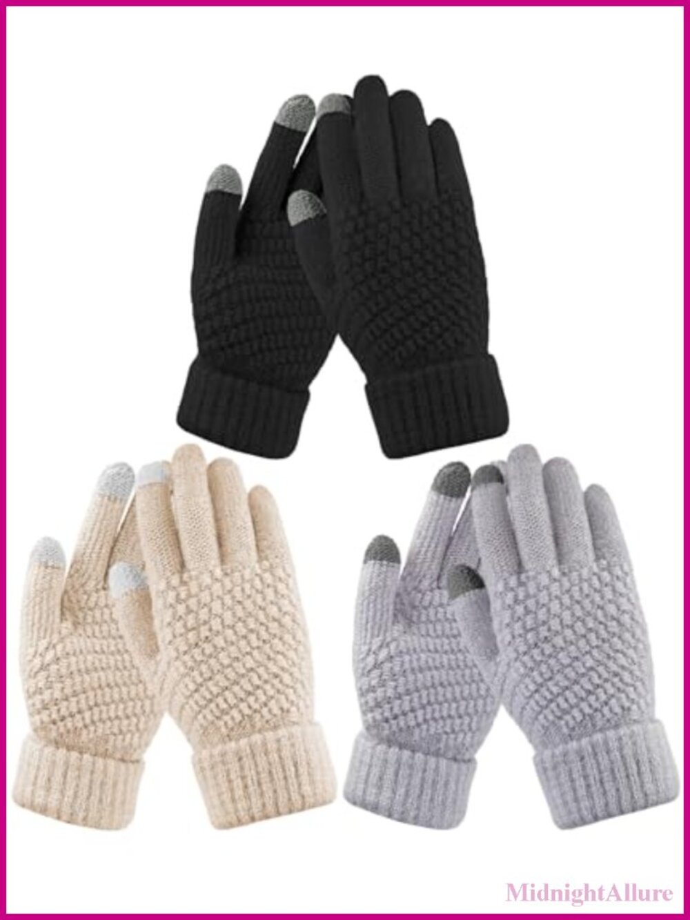 Womens Touch Screen Gloves Cozy Knit Winter Warm Gloves